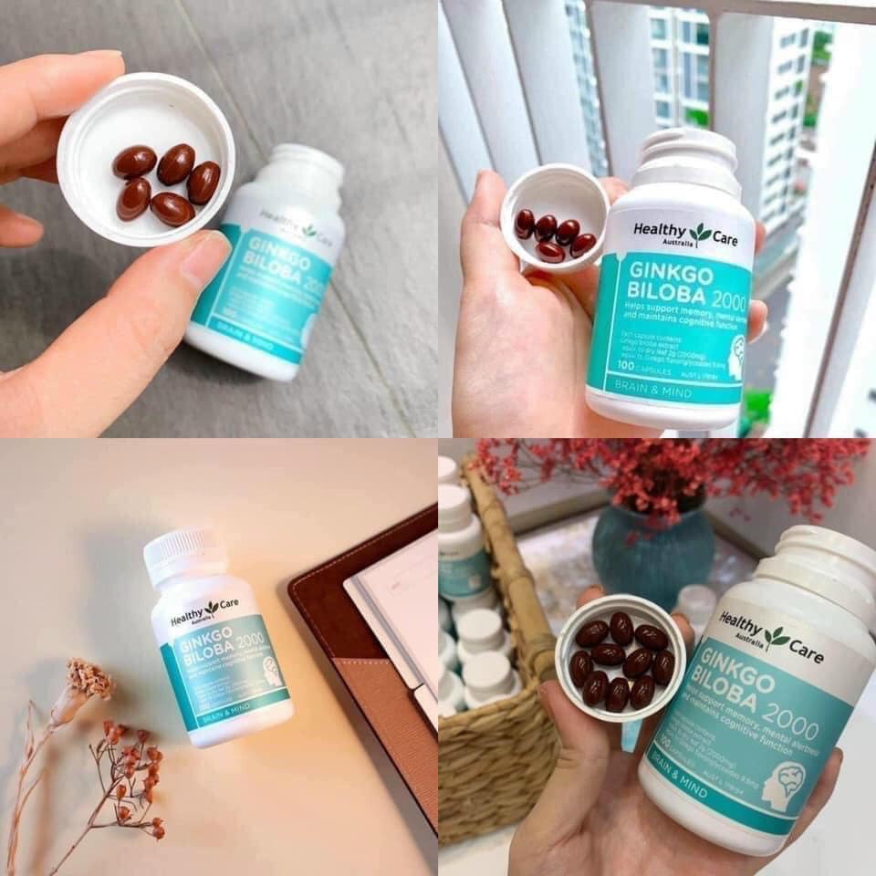 Viên Uống Bổ Não Ginkgo Biloba Healthycare Úc Tăng Tuần Hoàn Máu Lên Não Cải Thiện Trí Nhớ Giảm Stress