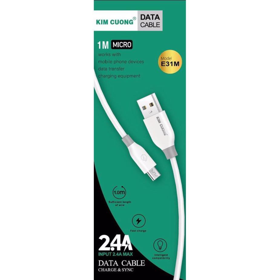 Cáp Sạc Nhanh Kim Cương 2,4A 1 mét Chân Micro USB E31M/Lighitng E31I/Type C E31C - Bảo Hành 6 tháng Chính Hãng