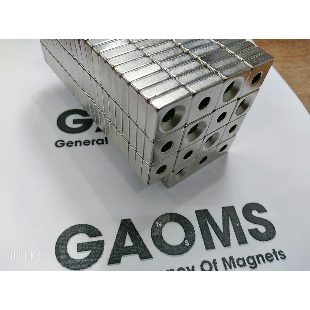 Nam châm vuông có lỗ 15x15x5mm GAOMS, mạ niken lực hút siêu mạnh