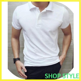 HÀNG MỚI  Áo phông nam màu trắng - Áo thun nam có cổ chất cá sấu cao cấp hàng đẹp xuất dư co giãn tốt Siêu Sale