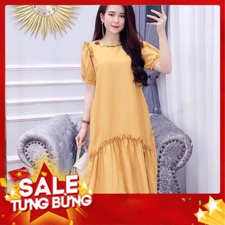 [Sale sốc]Váy bầu cao cấp chất lụa Hàn, mát mềm, mịn💕mặc đi làm, đi tiệc, đi chơi đều được💕free size từ 43~68kg