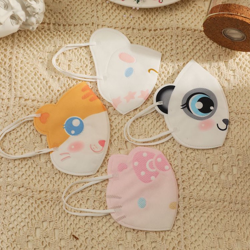Set 10 Khẩu Trang 3 Lớp Ba Chiều Thoáng Khí Hình Gấu Trúc Hoạt Hình Dành Cho Trẻ Em 4-12 Tuổi
