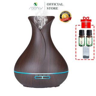 Đèn Xông Tinh Dầu Phun Sương TuyLip Tặng 2 Tinh Dầu Cao Cấp Và Điều Khiển Bù Ẩm Máy Hết Nước Tự Ngắt Có Đèn Led 7 Màu