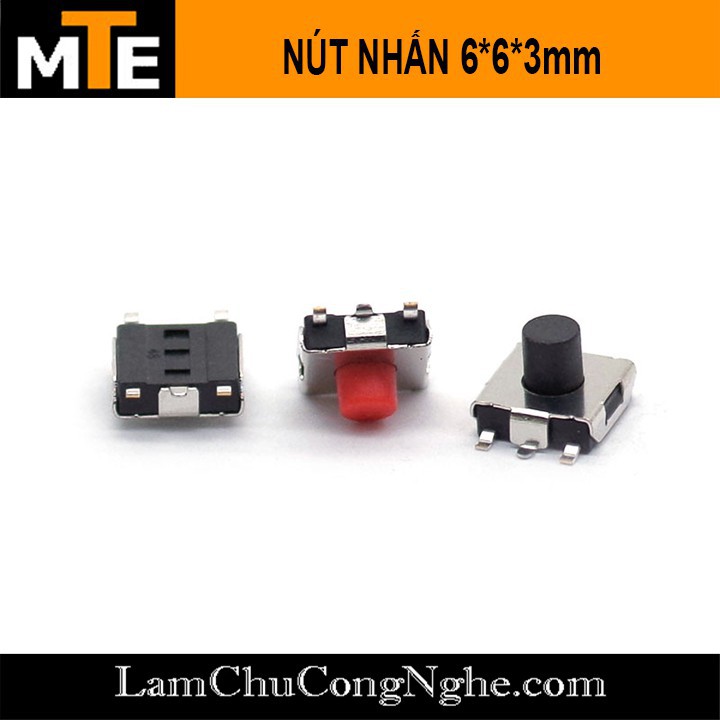 Mới! Nút nhấn 4 chân 6x6x3mm – Combo 10 nút bấm màu đỏ