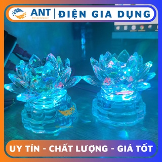 Đèn thờ hoa sen, đèn thờ pha lê đổi màu - PL40