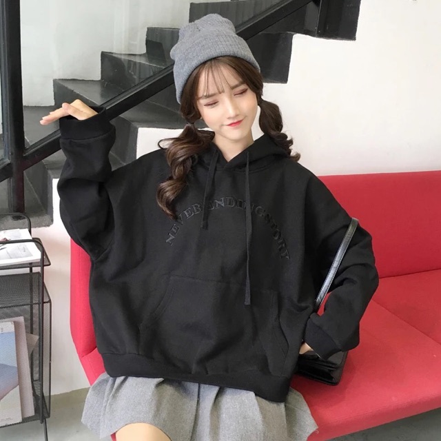 (ORDER-sẵn đen L) Áo hoodie ulzzang nỉ tay dơi never ending story | BigBuy360 - bigbuy360.vn