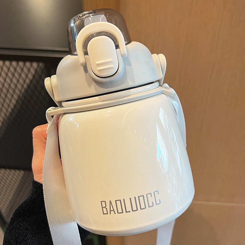 Bình Nước Giữ Nhiệt Bằng Thép Không Gỉ Hai Lớp 650Ml Kèm Ống Hút Họa Tiết Dễ Thương Thời Trang
