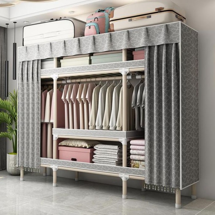 tủ đựng quần áo vải loại 1 metall 3 buồng cao cấp