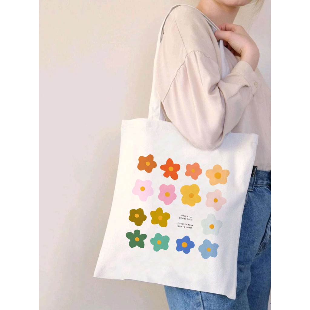 Túi vải Canvas Tote.Liebe In hình Gentle Flowers