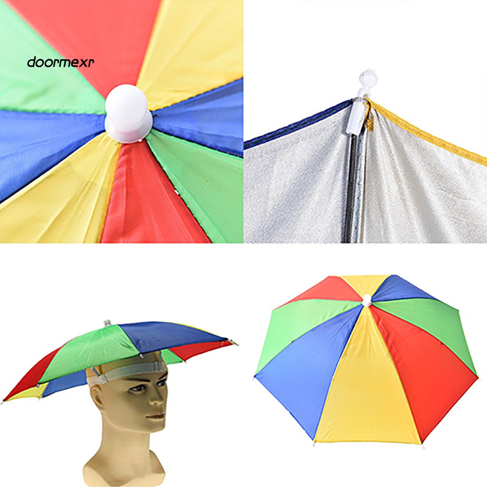 Nón dù đeo đầu che nắng mưa xếp gọn nhiều màu