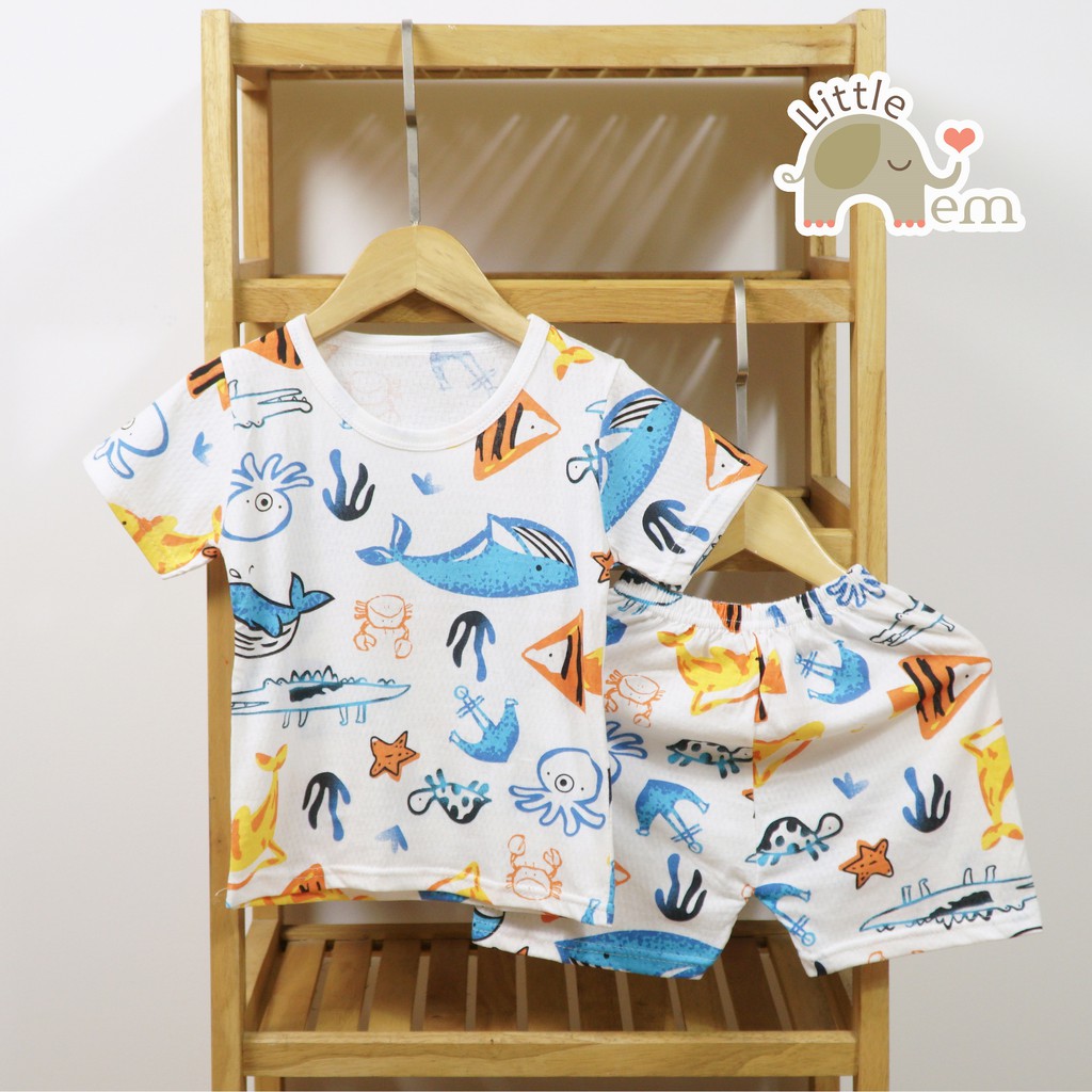 Bộ đồ bé trai Cotton tre cộc tay _ Color Fish