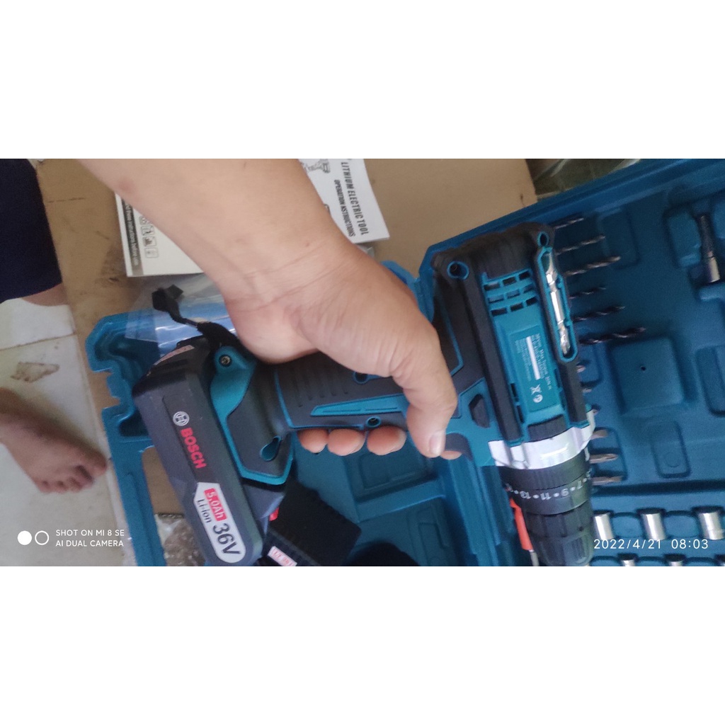 Máy Khoan - Máy Vặn Vít Dùng Pin 36V Mạnh Mẽ Dung Lượng 5Ah Dùng Lâu Sạc Nhanh, Kèm Phụ Kiện 24 Món , Bảo Hành 12T
