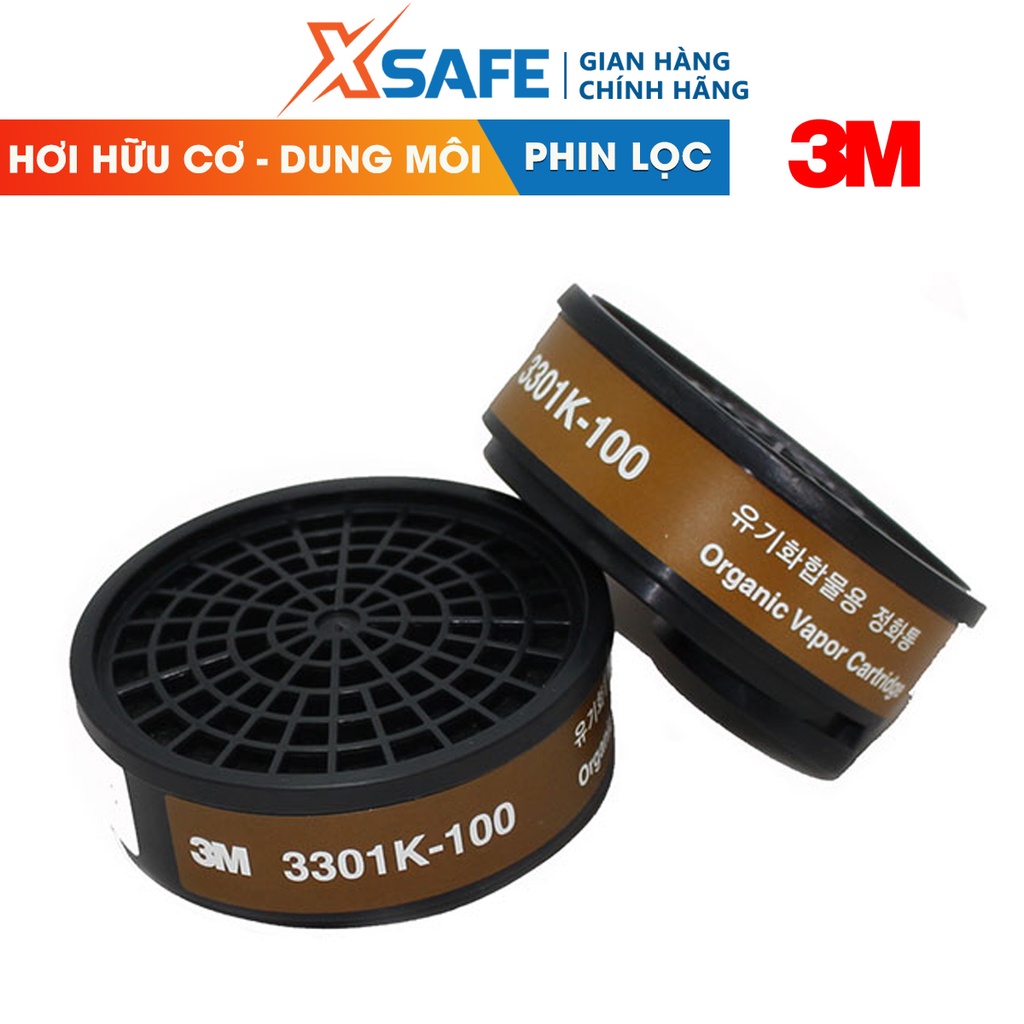 Phin lọc 3M 3301K-100 lọc hơi hữu cơ (hơi sơn, thuốc bảo vệ thực vật, khử trùng) dùng cho mặt nạ phòng độc 3M 3200