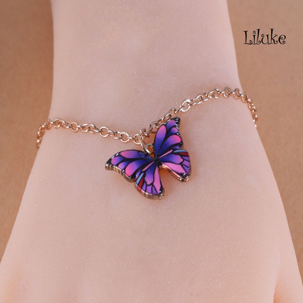 Lắc Chân Hợp Kim Trang Trí Mặt Hình Bươm Bướm Nhiều Màu Sắc Cho Nữ