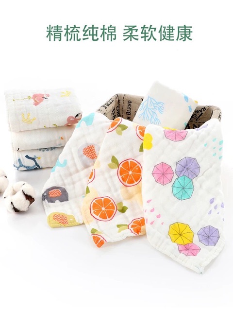 Set 5 KHĂN XÔ 6 LỚP DÀY MỀM MẠI dùng làm khăn rửa mặt, khăn lau dãi, lau sữa