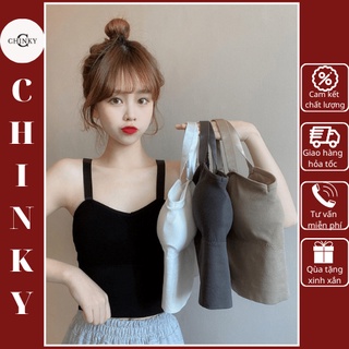 Áo hai dây bản to croptop có đệm ngực form ôm tôn dáng cực đẹp