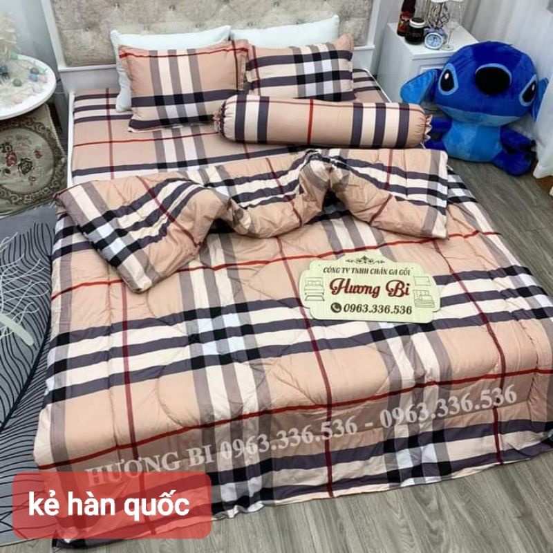 Trọn bộ 5 món ga gối chăn phao poly cotton có ruột bông dày loại 1
