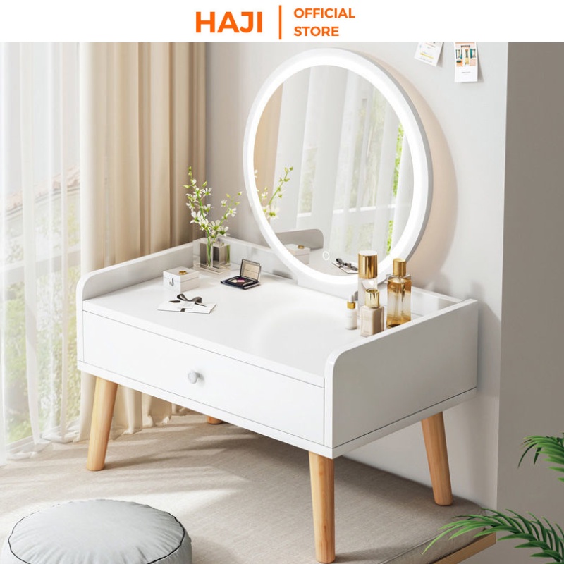 Bàn trang điểm ngồi bệt HAJI Gương Led cảm ứng sang trọng decor phòng ngủ A202