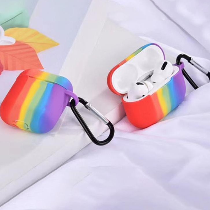 Vỏ ốp Bọc Bảo Vệ Hộp Đựng Tai Nghe Airpod / AIRPODS 1 / 2 Hình Cầu Vồng Xinh Xắn