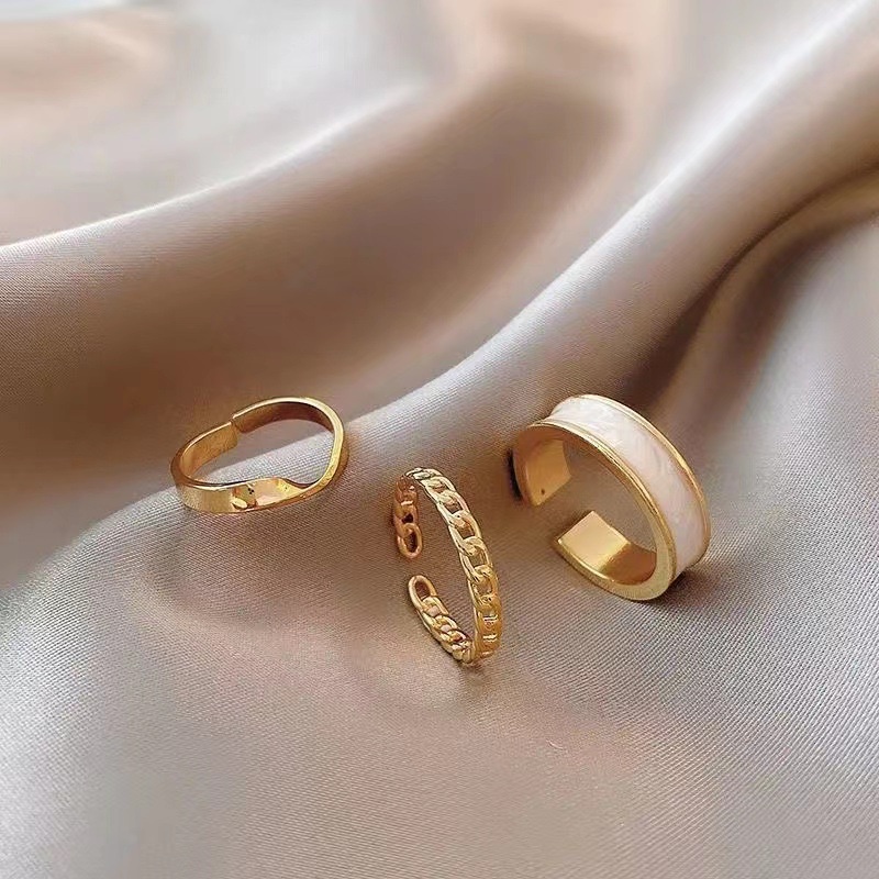 Bộ Ba Nhẫn Hở Sang Trọng Có Thể Điều Chỉnh Kích Cỡ Dành Cho Nữ