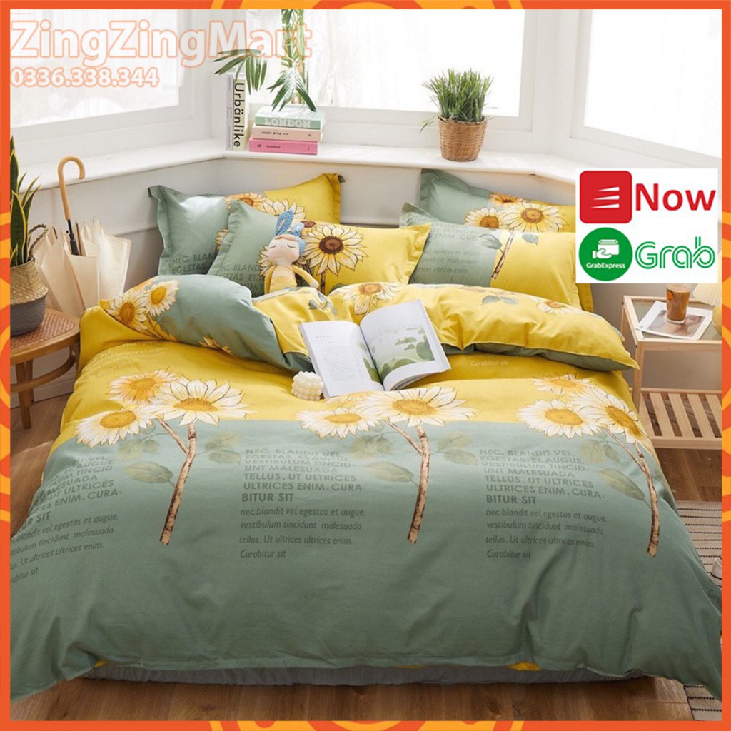 [Rẻ Vô Địch Sét 5 Món Vỏ Chăn Cotton Poly Mẫu Đào Cam