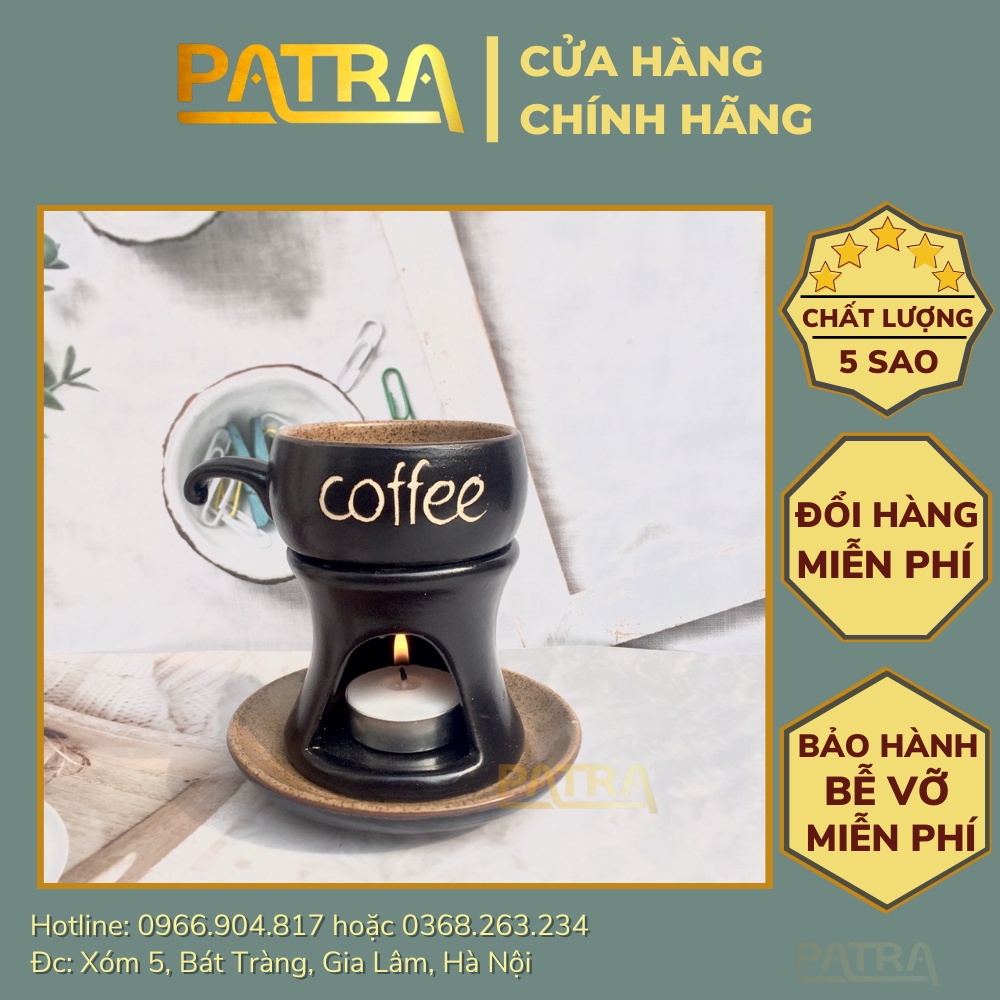 Bộ bếp tách đun hâm nóng cà phê bằng sứ Bát Tràng
