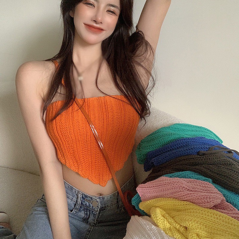 [ Mã 12FASHIONSALE1 giảm 10K đơn 50K ] Áo Croptop Sát Nách Thiết Kế Hở Lưng Phong Cách Quyến Rũ