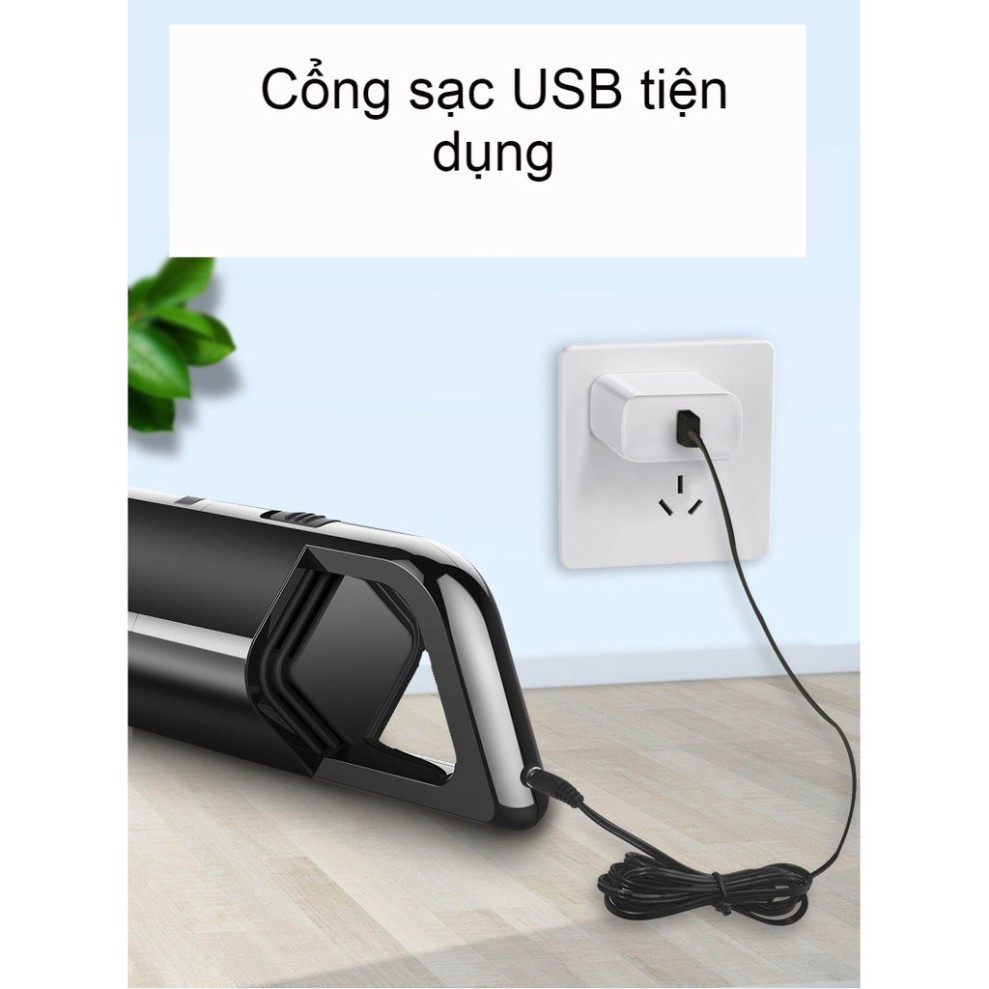 Máy Hút Bụi Ô Tô Cao Cấp Aikesi 4 Đầu Hút Chuyên Dụng Lực Hút 4000Pa Pin 2000mAh