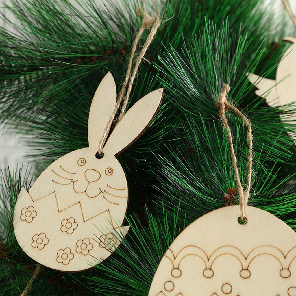 IVORY Trứng Phục Sinh Bằng Gỗ Dễ Thương Dùng Trang Trí DIY