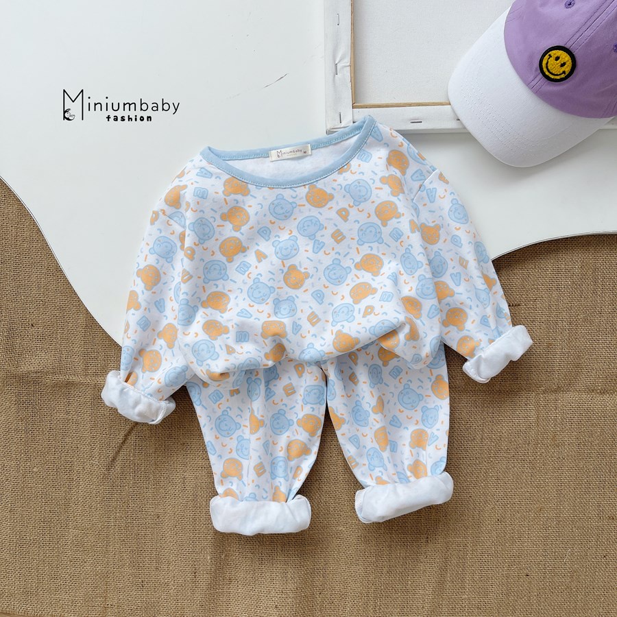 Bộ đồ dài tay quần dài thu đông động vật cho bé trai/ gái chất liệu 100% cotton, quần áo trẻ em miniumbabyfashion SB1282
