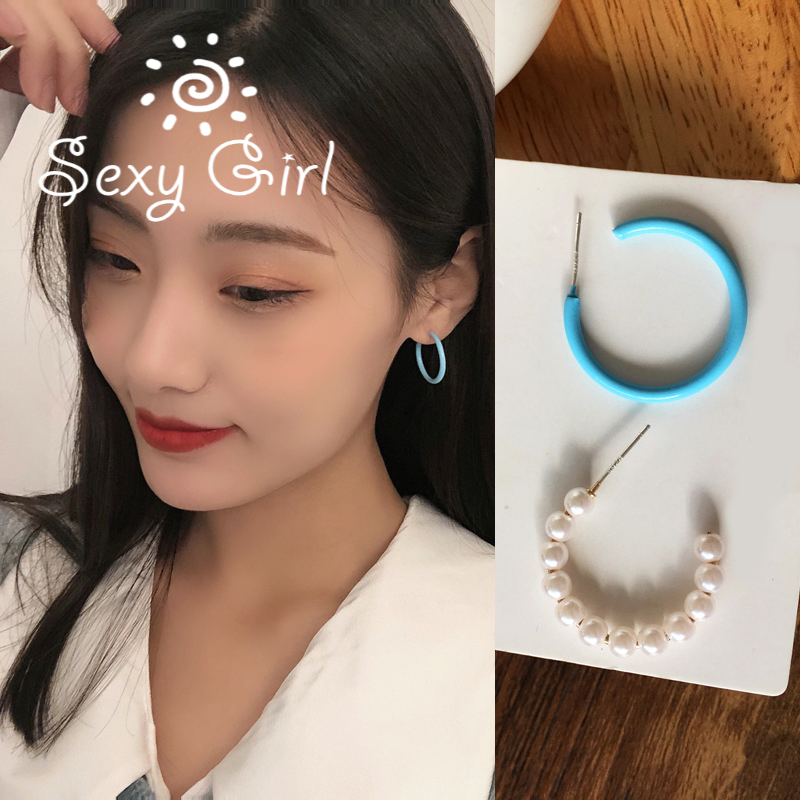 Đôi Bông Tai Mạ Bạc 925 Đính Ngọc Trai Nhân Tạo Phong Cách Hàn Quốc