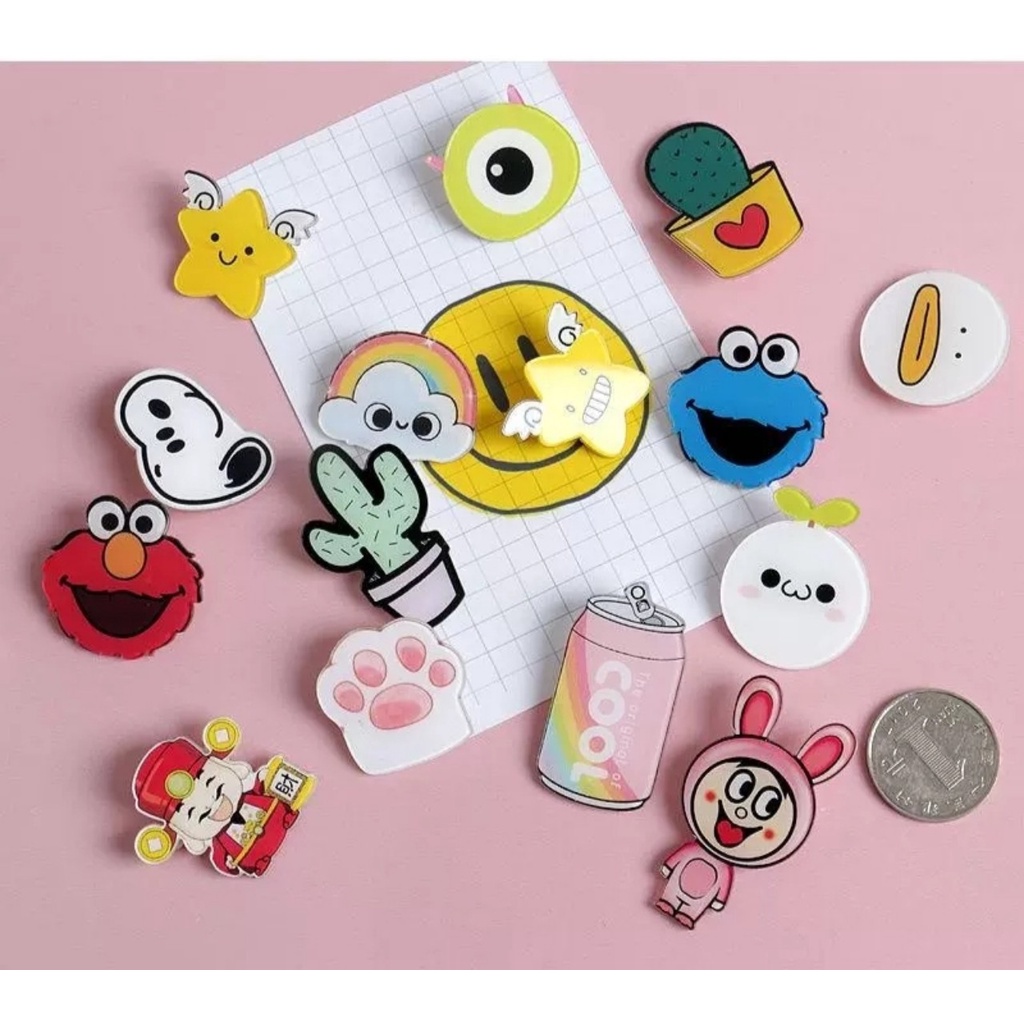 Sticker Hoạt Hình Ghim Cài Áo Túi Xách Trang Trí Phụ Kiện Thời Trang