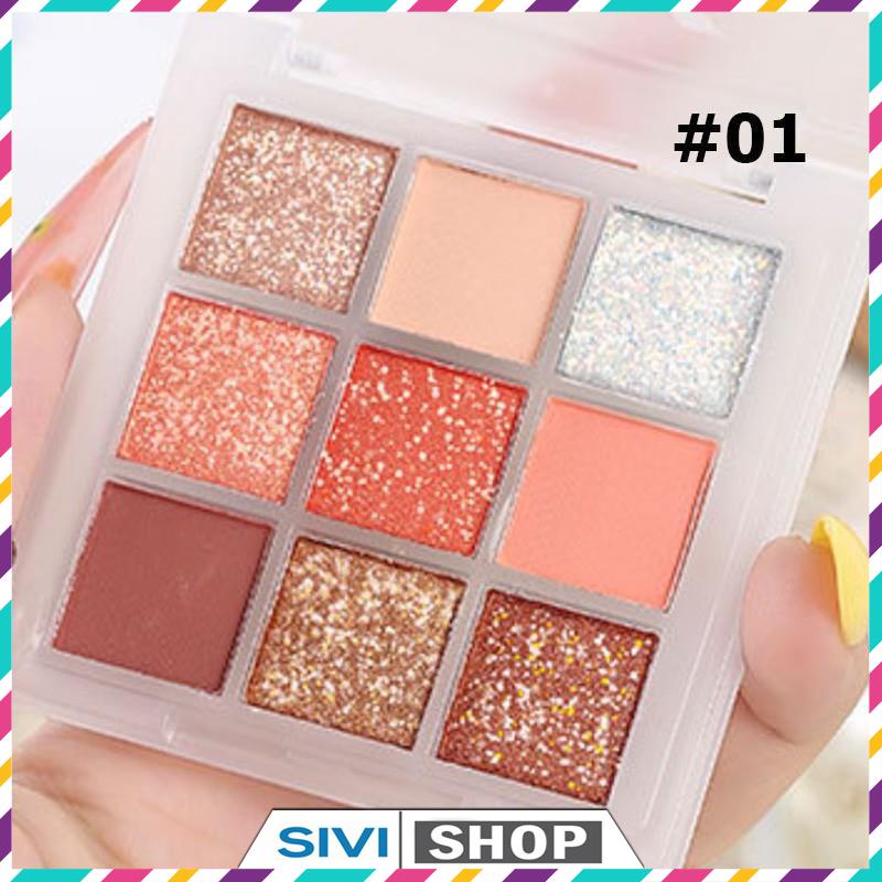 Phấn mắt Lameila khay 9 ô màu vỏ nhựa sương mờ 5099