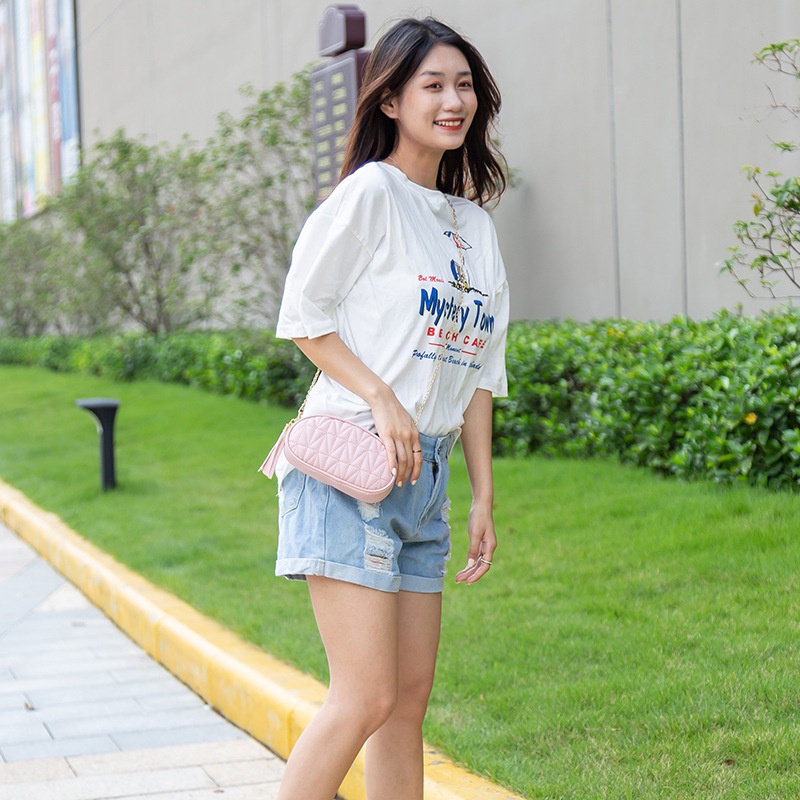 Túi Đựng Mỹ Phẩm Nhỏ Xinh Đính Đá Phối Tua Rua Thời Trang Cho Nữ