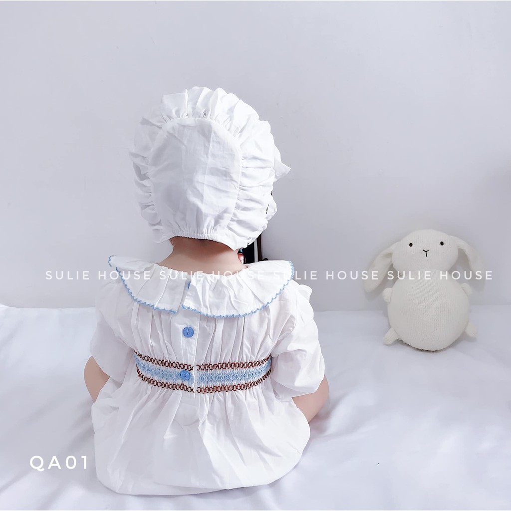 Set body váy kèm mũ trắng dài tay QA01