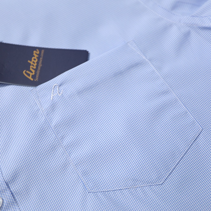 Áo Sơ Mi Nam Công Sở Trung Niên Thương Hiệu Anton Dài Tay Vải Cotton Xanh Dương Kẻ Sọc Caro Nhỏ - 326 | BigBuy360 - bigbuy360.vn
