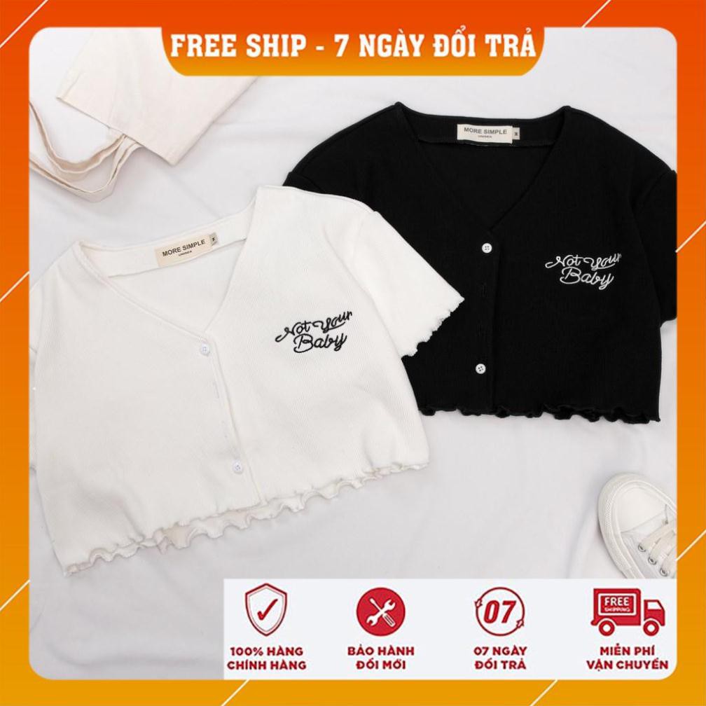 Áo Croptop Nữ Tay Ngắn NOT YOUR BABY Phối Bèo Ulzzang