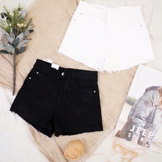 Quần short jean lưng cao đen trắng hình thật ( kèm video)