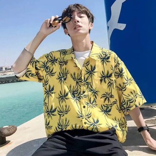 [FULL SIZE] Áo đi biển, áo hoạ tiết đi biển, áo hoa quả đi biển - Áo cây dừa vàng