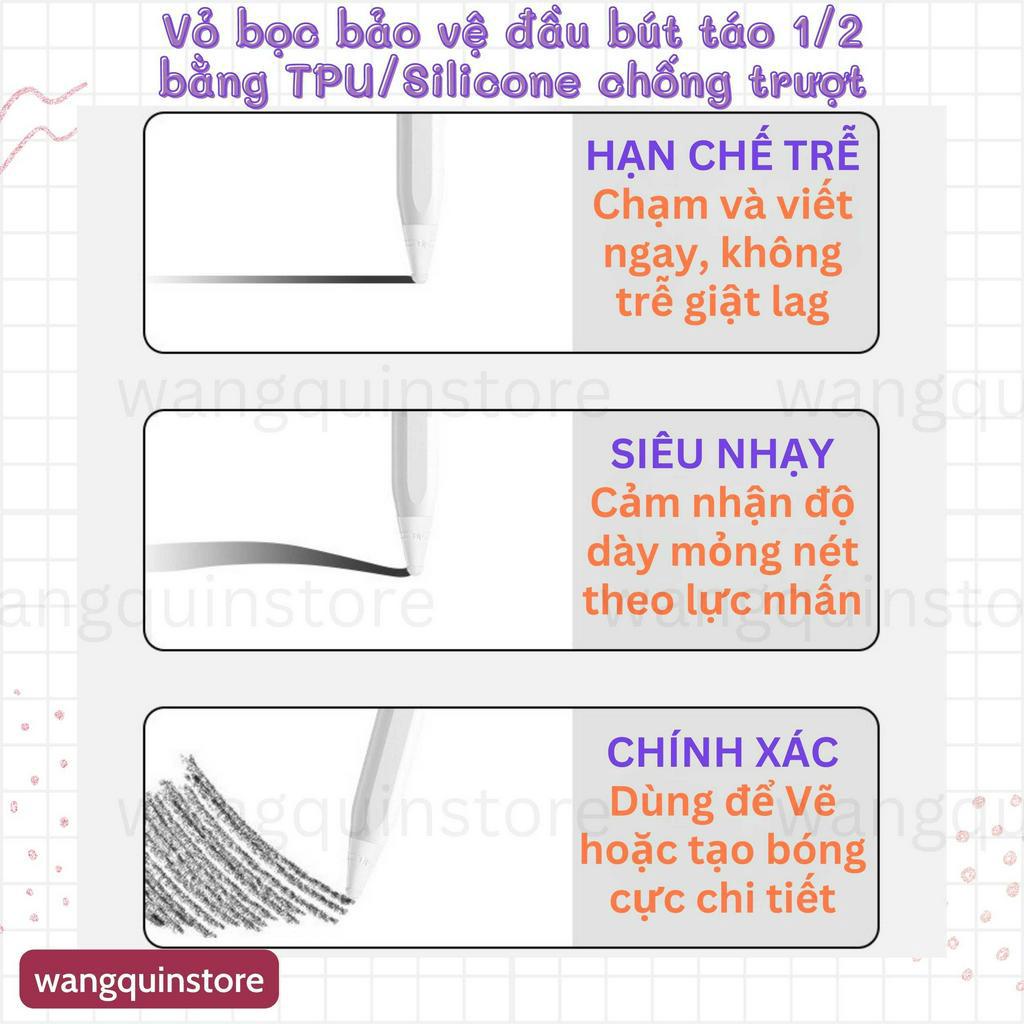 [Pentips] Vỏ bọc bảo vệ đầu ngòi bút TÁO Pencil 1 và 2 bằng TPU chống trượt đầu FIBER ốp silicone pencil
