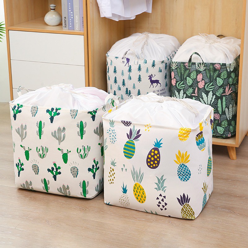 Túi vải đựng chăn màn quần áo khung sắt dung tích 100L siêu to vải canvas không thấm nước