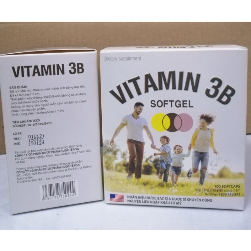 Vitamin 3B bổ sung vitamin nhóm B phòng và hỗ trợ triệu chứng thiếu vitamin B
