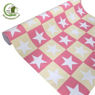 Giấy dán tường ngôi sao màu đỏ vàng - [ 50cm x khổ 1,2m ] có sẵn keo
