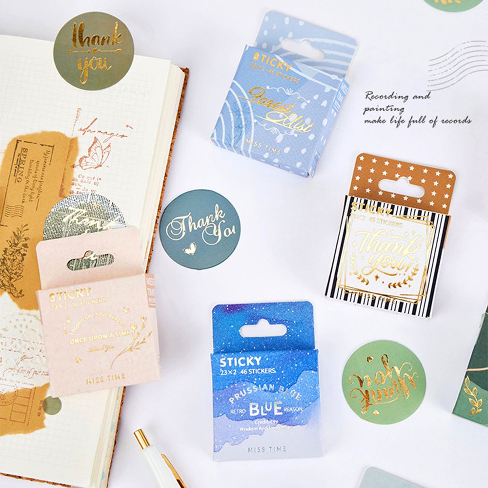 Set 46 Miếng Dán Chữ Thank You Trang Trí Sổ Tay / Nhật Ký / Bì Thư Độc Đáo