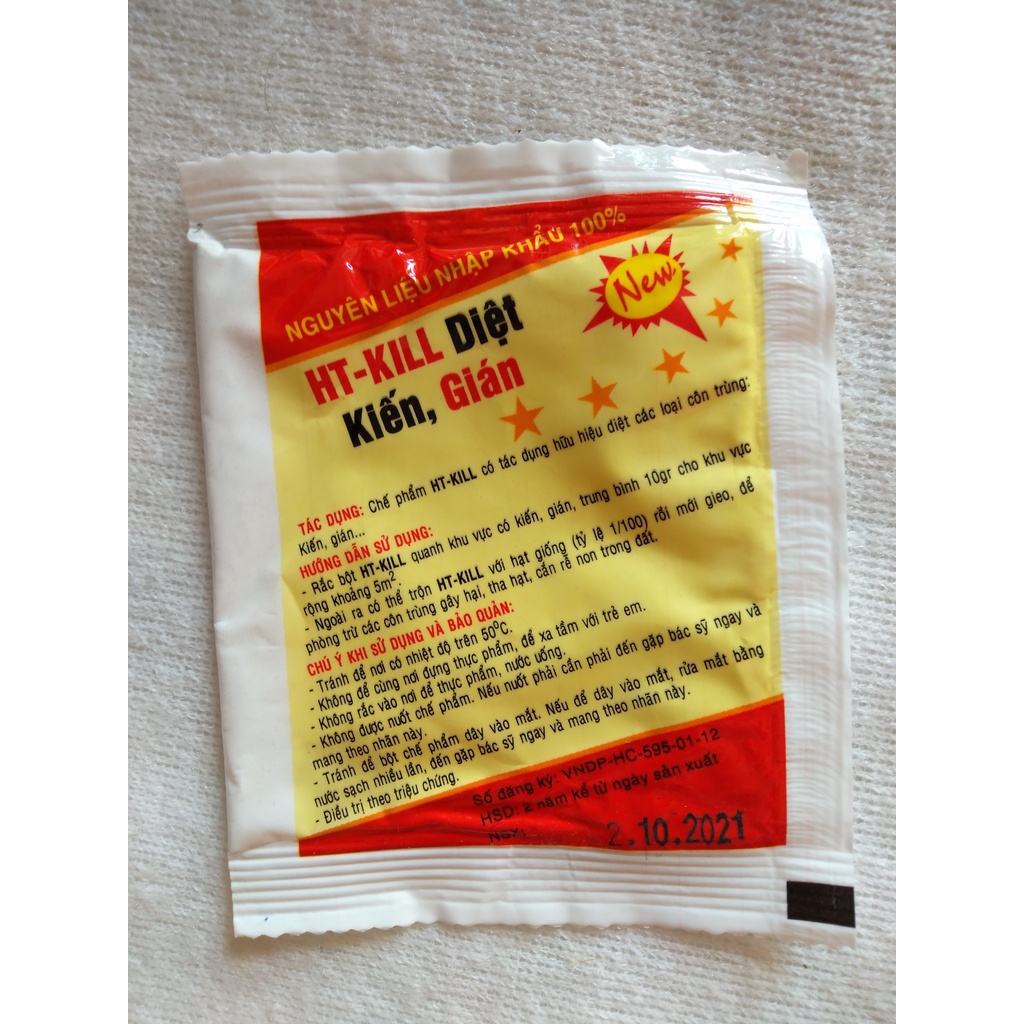 Bột Diệt Kiến Sinh Học  Diệt Gián 100% HT KILL Rắc Diệt Kiến Ba Khoang, Kiến Lửa Bộ Y Tế Cấp Phép