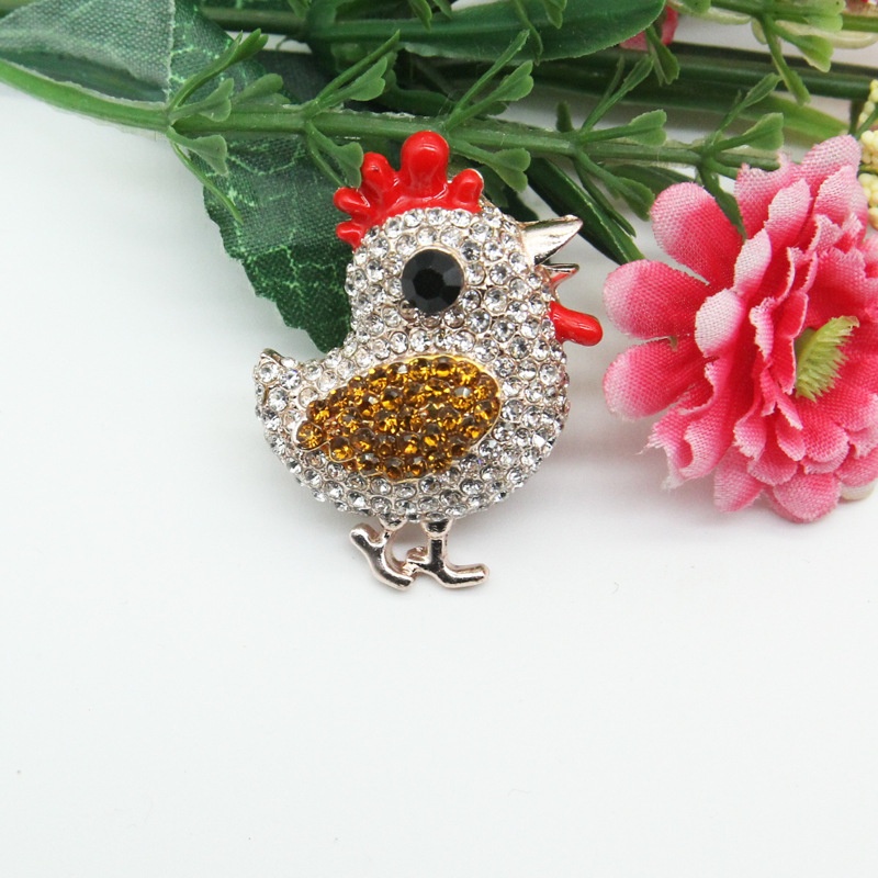 Cute chicken brooch high grade diamond animal brooches pin woman party decoration