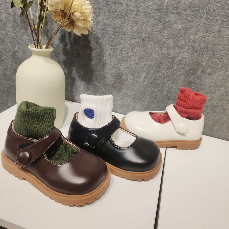 Giày Lười Da Đế Mềm Màu Trơn Phong Cách Hàn Quốc Cho Bé