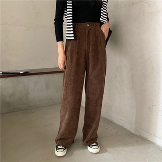 Quần Nhung Ống Rộng Lưng Cao Trơn Màu Xinh Xắn 38620