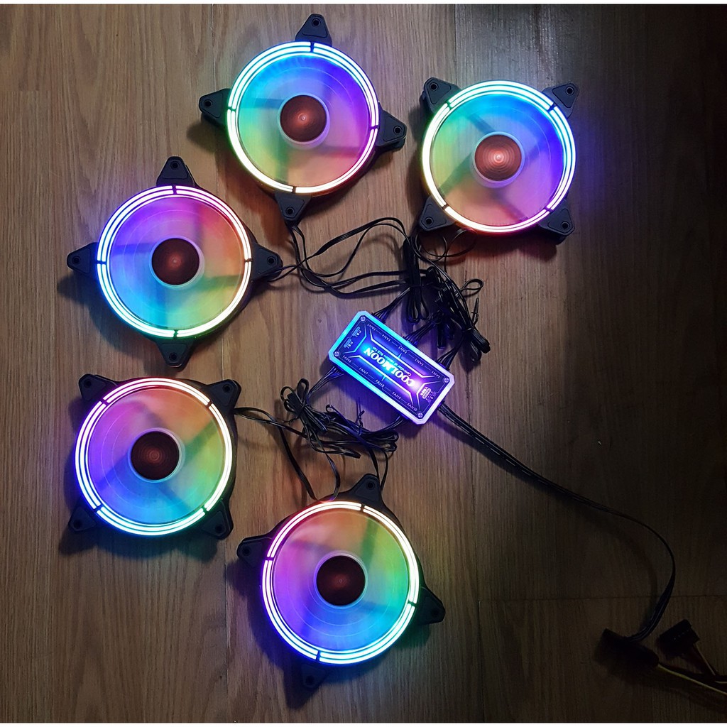 Combo 5 Fan Led RGB Coolmoon L8+ Tặng Bộ Hub Kết Nối Nguồn Và Điều Khiển