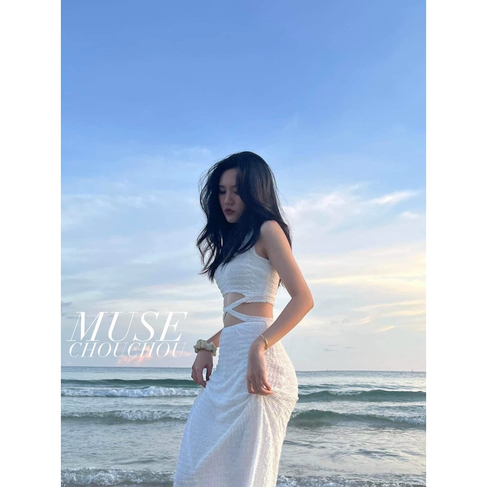 Đầm 3 lỗ sát nách 2 dây chéo hở eo ôm body dáng dài cực xinh , chất thun xốp mềm mịn